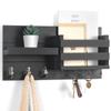 Lwenki Wall-Mount Mail Organizer with Shelf and Key Hooks, Rustic Wood, Flush-Mount Design (41.9 x 22.1 x 8.9 cm) view 1