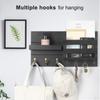Lwenki Wall-Mount Mail Organizer with Shelf and Key Hooks, Rustic Wood, Flush-Mount Design (41.9 x 22.1 x 8.9 cm) view 3