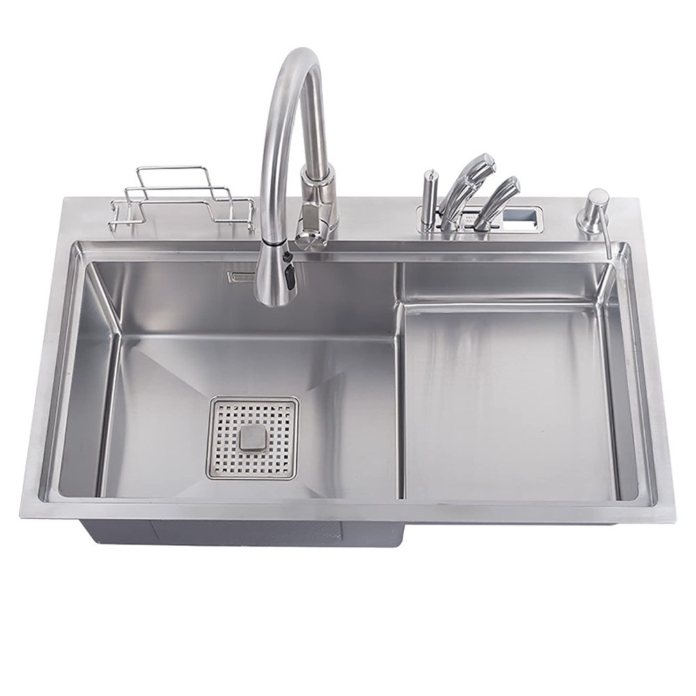 Wddwymll Upgrade Stainless Steel Single-Bowl Sink 78 × 46 cm with Drainboard