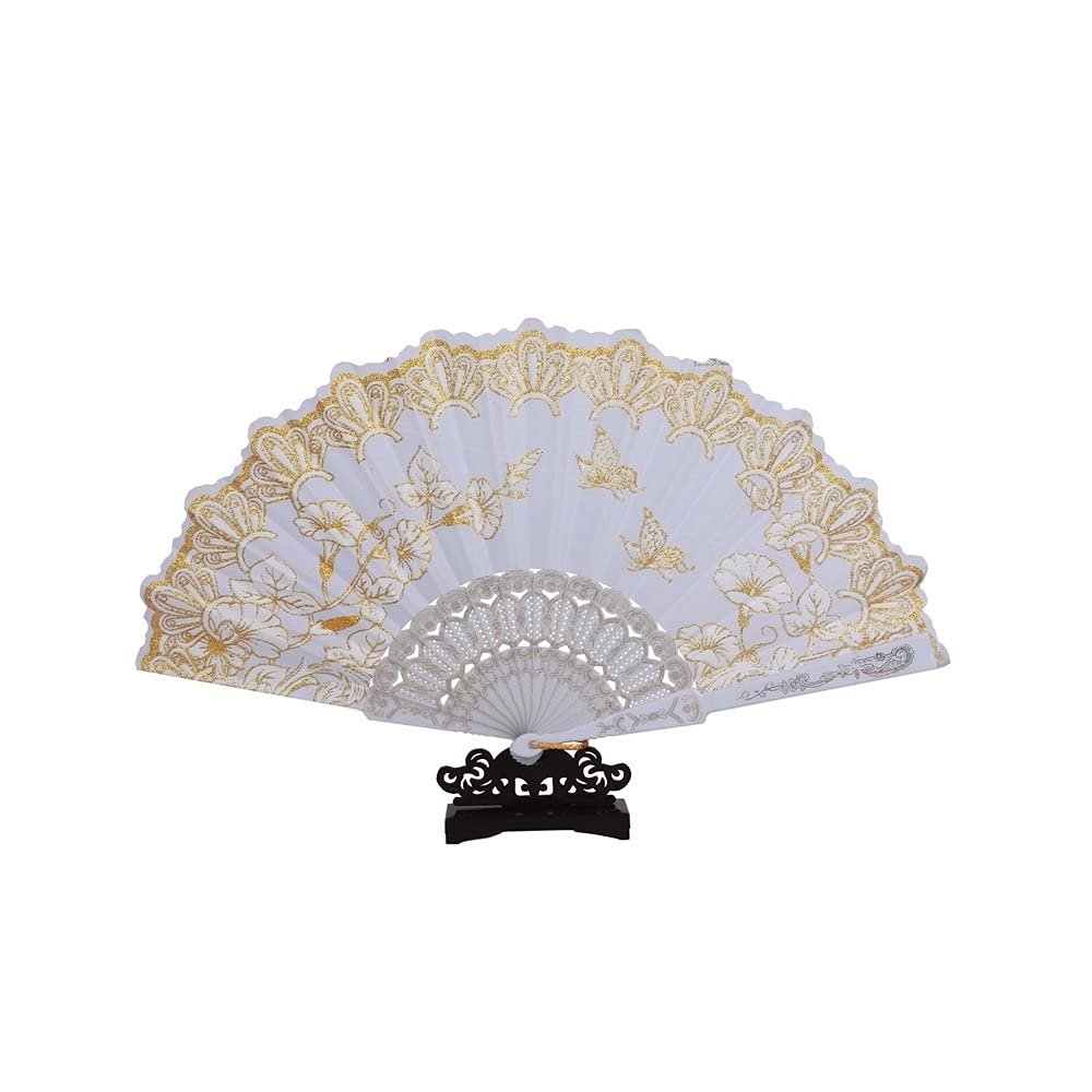 DUO ER Vintage Bamboo Folding Hand Fan, Spanish-Style Wedding Dance Fan, 9.06 in