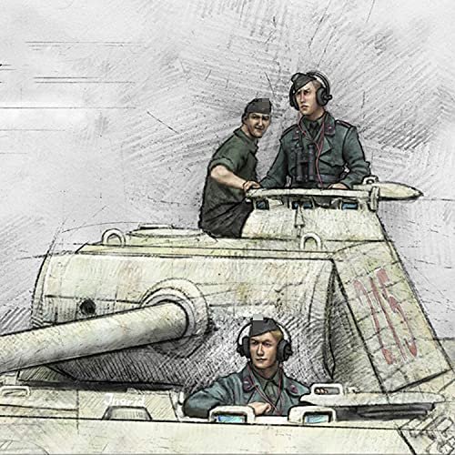 PANGCHENG 1/35 Panther Crew, Normandy 1944, Resin Model Soldier GK, World War II Military Theme, Unassembled and Unpainted Kit