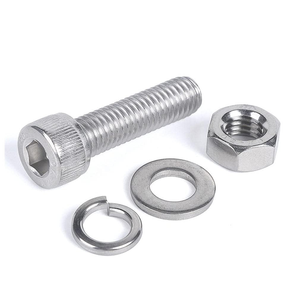 304 Stainless Steel Cup-Head Hex Bolt Set, Nut + Flat Washer + Bumper Pad, M8/M10, 1 pc – M10 × 55