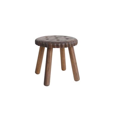 NMDCDH Children's Shoe Bench and Round Stool, Solid Wood, Cookie Cartoon Design, Portable (Black Walnut)