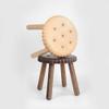 NMDCDH Children's Shoe Bench and Round Stool, Solid Wood, Cookie Cartoon Design, Portable (Black Walnut) view 4