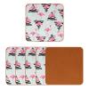 Flamingo Triangle Drink Coasters, Set of 6, Leather Coasters for Glasses and Cups, 10.3 x 10.3 cm view 2