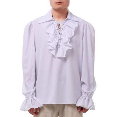 COSDREAMER Men's Renaissance Costume Poet Shirt, White (XL)