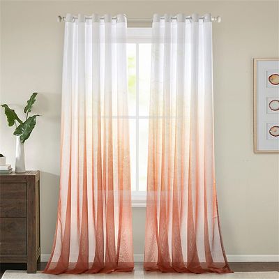 Hiseng Sheer Voile Curtains with Grommets, Red, 52 x 84 in, 2-Pack