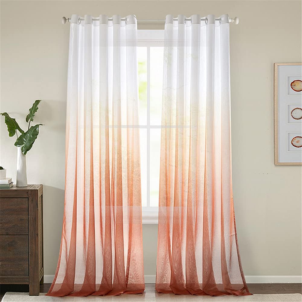 Hiseng Sheer Voile Curtains with Grommets, Red, 52 x 84 in, 2-Pack