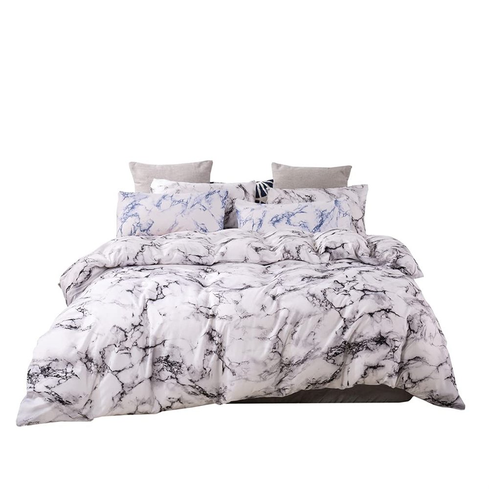 Gray Marble Duvet Cover Set for Single Beds, 2-Piece