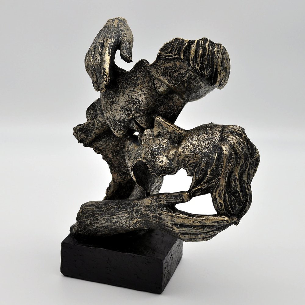 Bollweg Modern Decorative Bust: Kissing Couple, 28 cm, Antique Finish