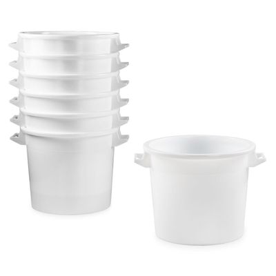50-Liter Plastic Bin with Handles and Lid, Food-Safe, Stackable, White 7X