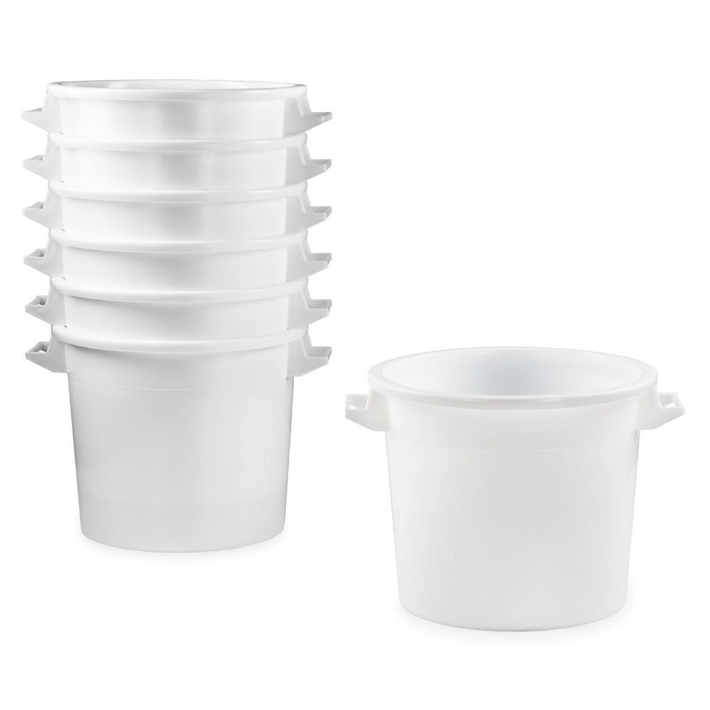 50-Liter Plastic Bin with Handles and Lid, Food-Safe, Stackable, White 7X