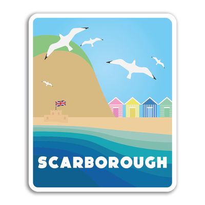 2 x 10 cm Scarborough UK Travel Beach Seaside Vinyl Stickers #75154