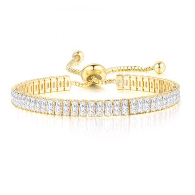 QIN Women's Luxury Tennis Bracelet, 2.5 x 5 mm Multicolor Zircon, Adjustable