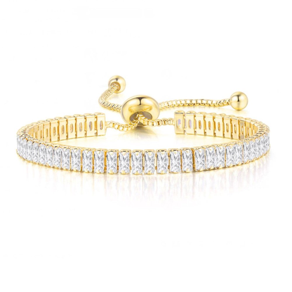 QIN Women's Luxury Tennis Bracelet, 2.5 x 5 mm Multicolor Zircon, Adjustable