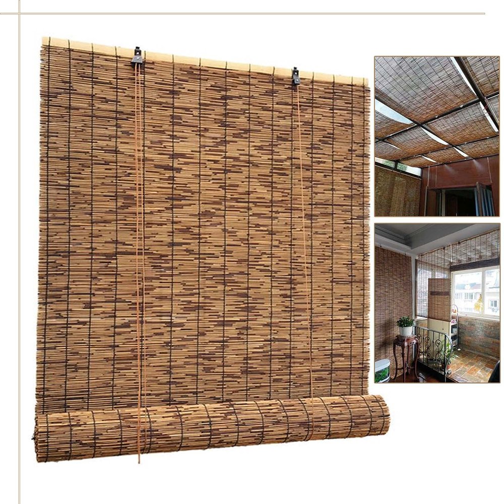 Suwooy Reed Blind for Windows, Bamboo Outdoor Sun Shade, 100 x 140 cm