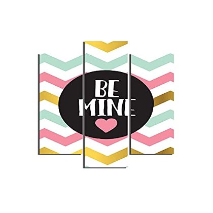 Homemania HM203MDF138 Wall Plaques with Sayings, 3-Piece Set, Valentine's Day from Living Room, Multicolor, MDF, 57 x 0.3 x 60 cm