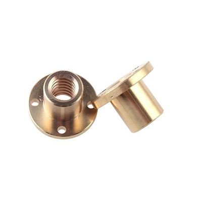Wnuanjun 1-Piece Brass Flanged Trapezoidal Lead Screw Nut for CNC, T5/T6/T8/T10/T12/T16/T20 (T10, Pitch 2, Lead 2)