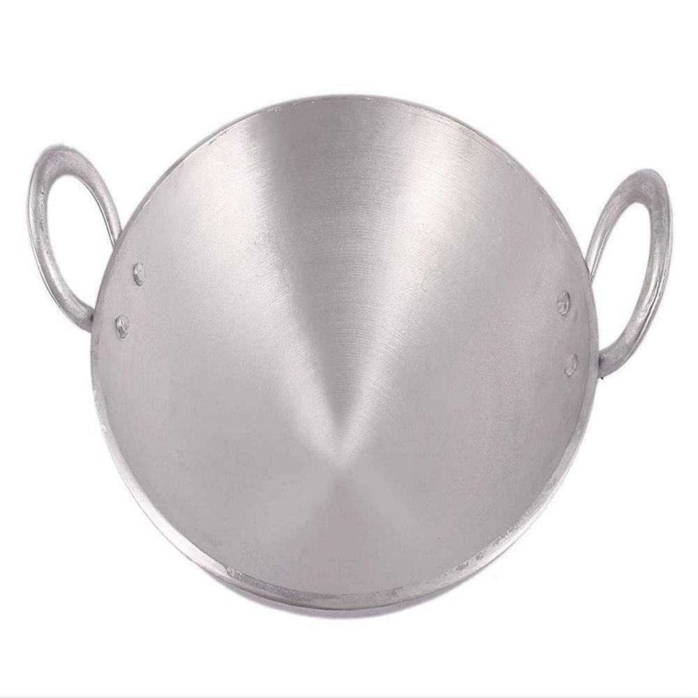 Radhna Traditional Indian Aluminum Kadai Frying Pan, 23 cm