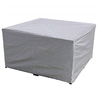 Outdoor Furniture Cover for Table and Seating Set, Waterproof, Windproof, UV-Resistant, Heavy-Duty 210D Oxford Fabric, Rectangular, Silver, 120 x 60 x 90 cm