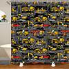 Homewish Boys' Construction Vehicle Shower Curtain, Yellow Gray, 180 x 200 cm view 1