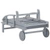 Festnight Solid Acacia Wood Sun Lounger with Wheels, Gray view 4