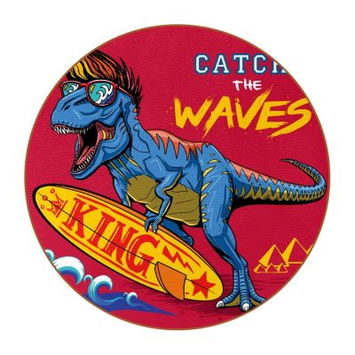 King Dinosaur Catch The Waves Drink Coasters, 6-Piece Set, 4.3 in