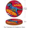 King Dinosaur Catch The Waves Drink Coasters, 6-Piece Set, 4.3 in view 3