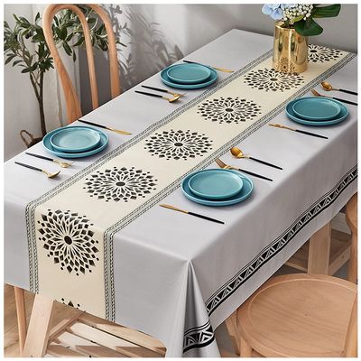 DAIHAN Rectangular Waterproof PVC Tablecloth, Wipeable, Stain-Resistant, Style 5, 120 x 180 cm