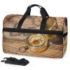 Vintage Golden Compass Old Map Duffel Bag with Shoe Compartment view 1