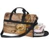 Vintage Golden Compass Old Map Duffel Bag with Shoe Compartment view 2
