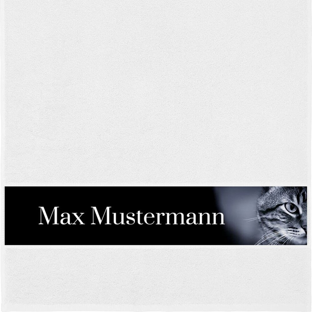 Manutextur Personalized Cat 4 Hand Towel with Name, White, 50 x 100 cm