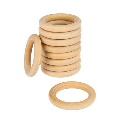 Ideen mit Herz Wooden Craft Rings | 10 Pieces | 5 cm | 8 mm Thick | Natural