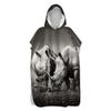 Hooded Beach Poncho Towel, Quick-Dry 3D Rhinoceros Print, 80 x 145 cm view 1