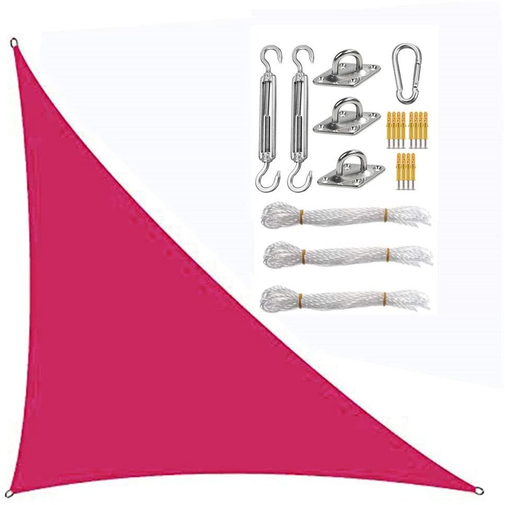 CENPENYA Waterproof Triangle Sun Shade Sail, 95% UV Protection, with Free Rope Mounting Kit, Pink (445.7 m)