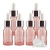 ZEOABSY 10 mL Pink Glass Dropper Bottles with Pink Pipette Rings, 6-Pack + Funnel view 1