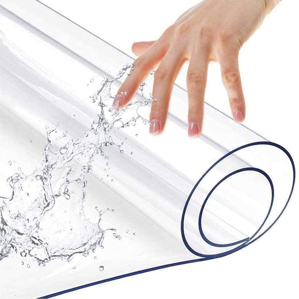 HJGHY 1 mm Clear PVC Table Protector, Waterproof Plastic Tablecloth, 54 x 54 in (137 x 137 cm)