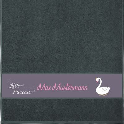 Manutextur Personalized Hand Towel with Swan Motif, Anthracite, 50 x 100 cm