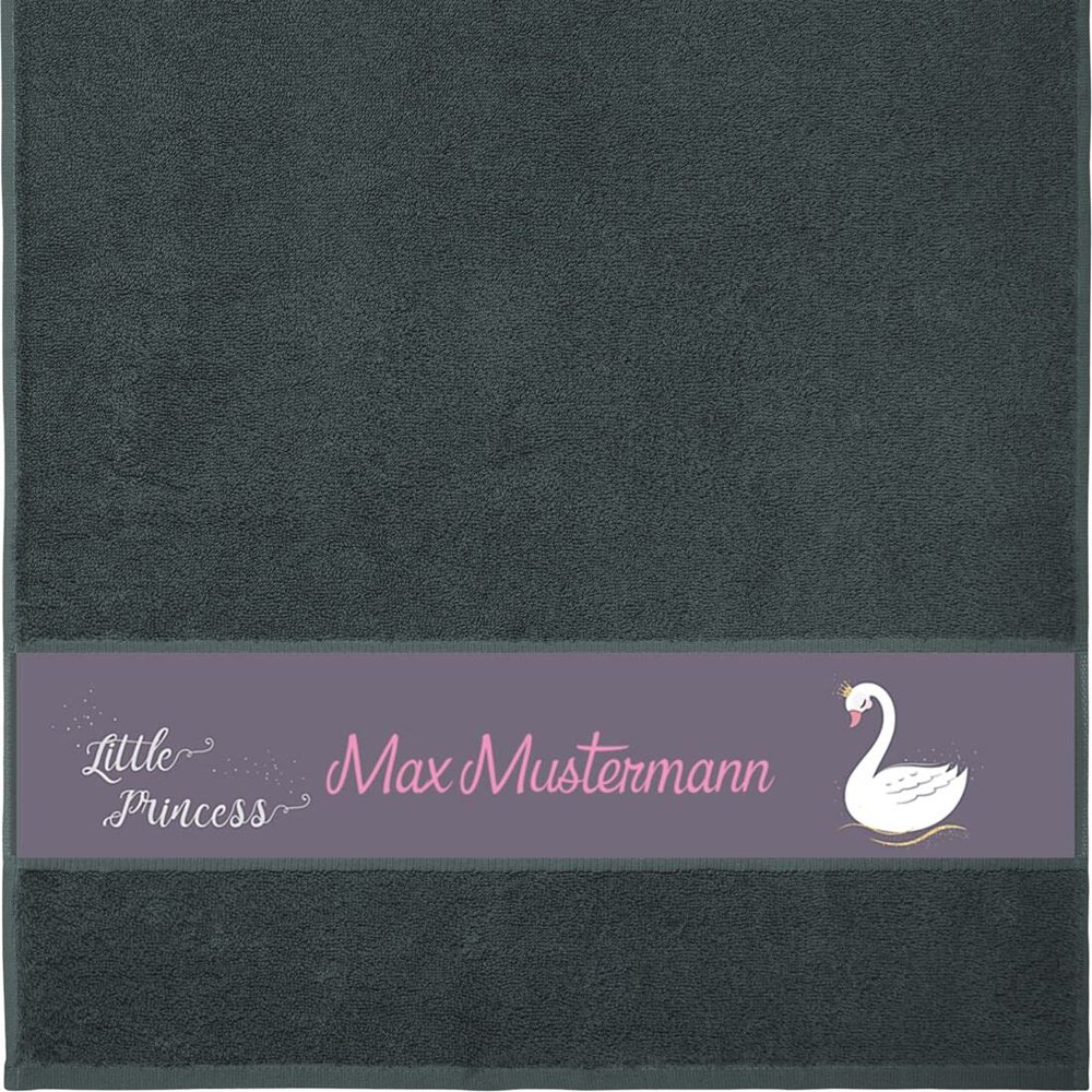 Manutextur Personalized Hand Towel with Swan Motif, Anthracite, 50 x 100 cm