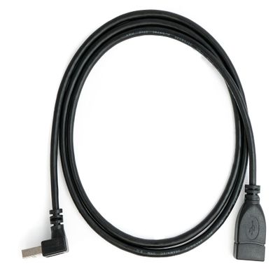 System-S USB 2.0 Cable, 100 cm, Type-A Plug to Socket, Angled, Black