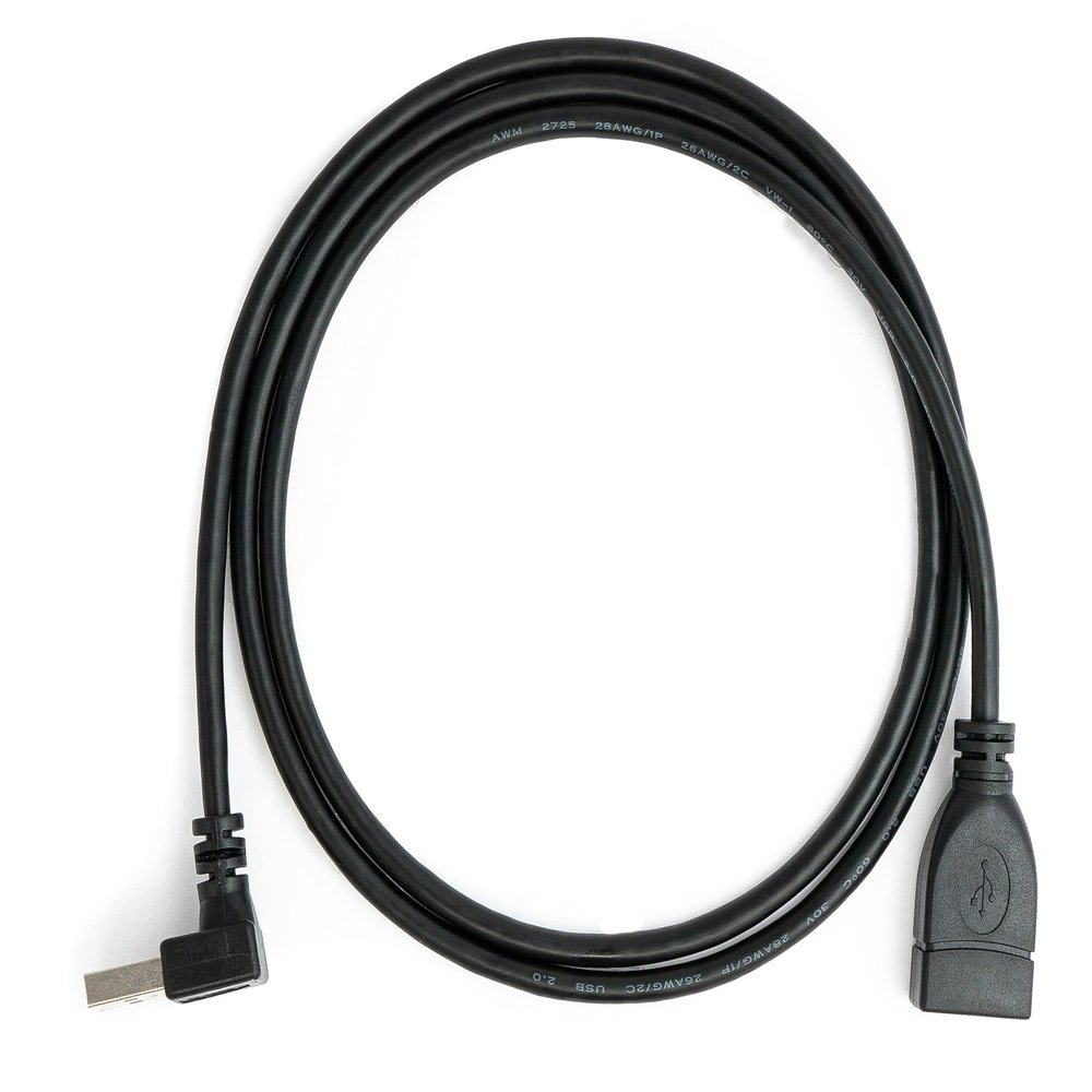 System-S USB 2.0 Cable, 100 cm, Type-A Plug to Socket, Angled, Black