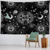 Black and White Sun Moon Mandala Tapestry, Starry Sky, Bohemian Gypsy Psychedelic Astrology, 150 x 130 cm view 1