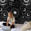 Black and White Sun Moon Mandala Tapestry, Starry Sky, Bohemian Gypsy Psychedelic Astrology, 150 x 130 cm view 2