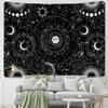 Black and White Sun Moon Mandala Tapestry, Starry Sky, Bohemian Gypsy Psychedelic Astrology, 150 x 130 cm view 3