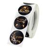 Birthday Stickers, 1 Roll, Black Round Copper Paper Labels view 1