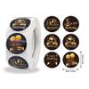 Birthday Stickers, 1 Roll, Black Round Copper Paper Labels view 3