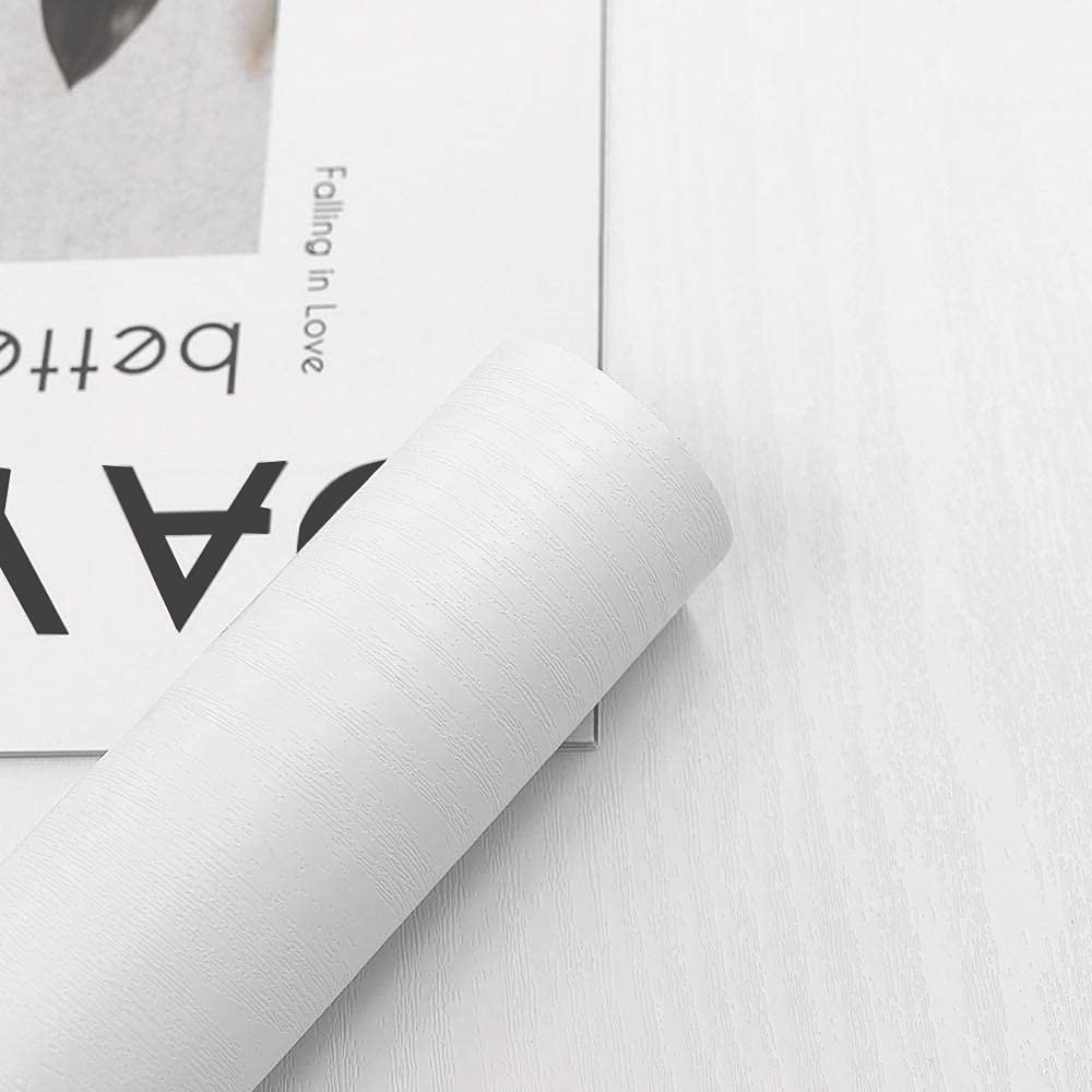 Abyssaly Self-Adhesive Matte White Wood-Look Furniture Film