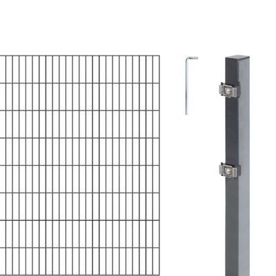 Alberts 654689 Double-Wire Panel Fence Complete Set, Anthracite, 160 cm H x 8 m L