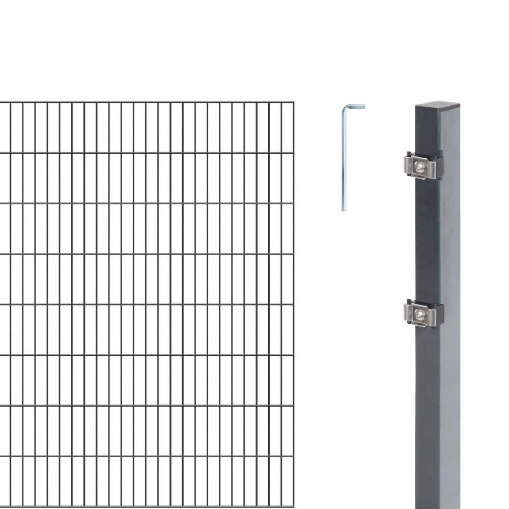 Alberts 654689 Double-Wire Panel Fence Complete Set, Anthracite, 160 cm H x 8 m L