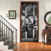 3D Gray Skull Door Mural Sticker, Retro, 77 x 200 cm view 4